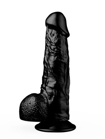 Реалистичный чёрный фаллоимитатор на присоске - 17,8 см.